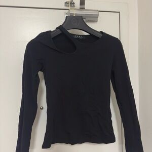 Juni Black Asymmetric Cutout Long-Sleeve Top